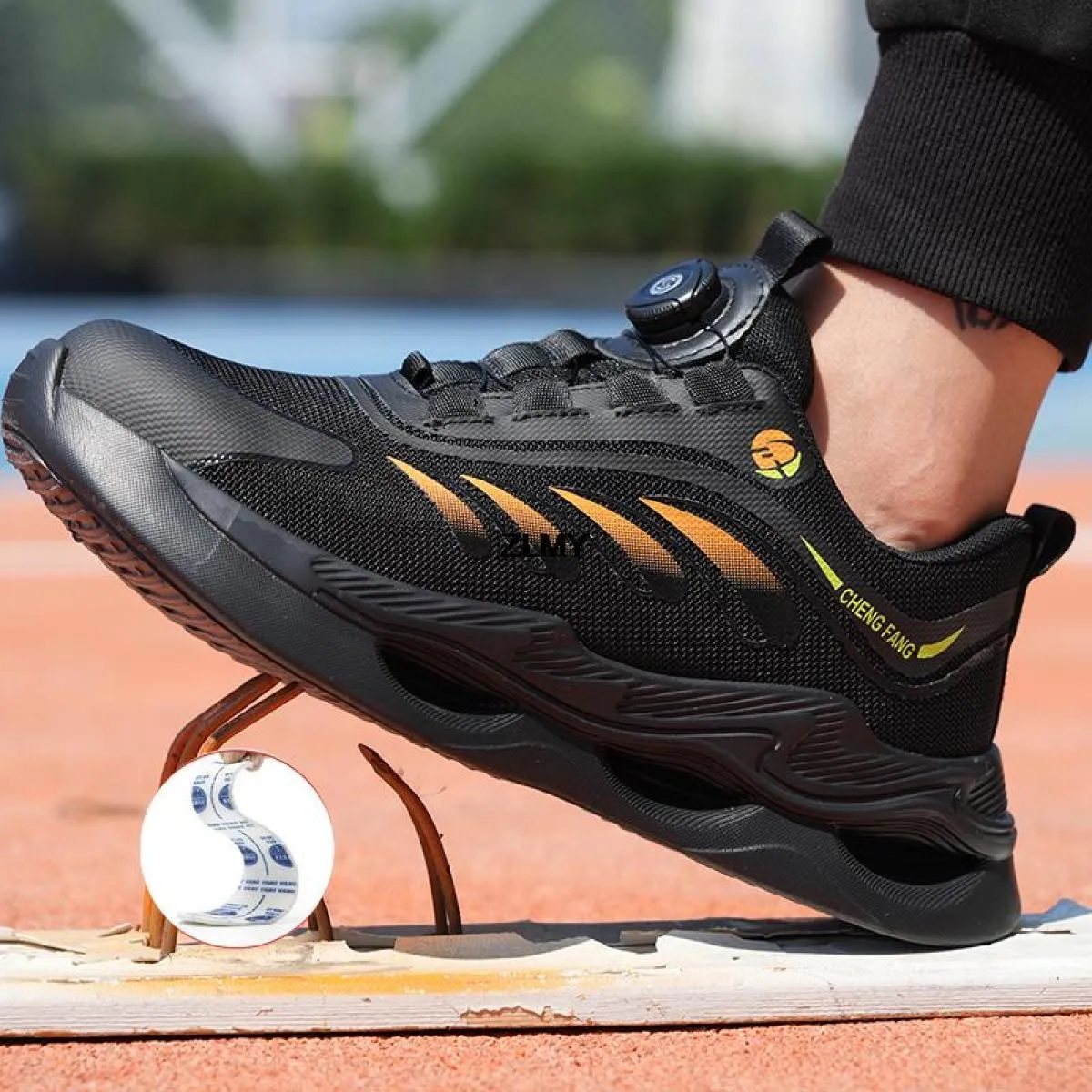 Moda Uomo Scarpe antinfortunistiche Puntale in acciaio Stivali da lavoro Uomo Sneaker antiforatura Uomo Leggero Fibbia rotatoria