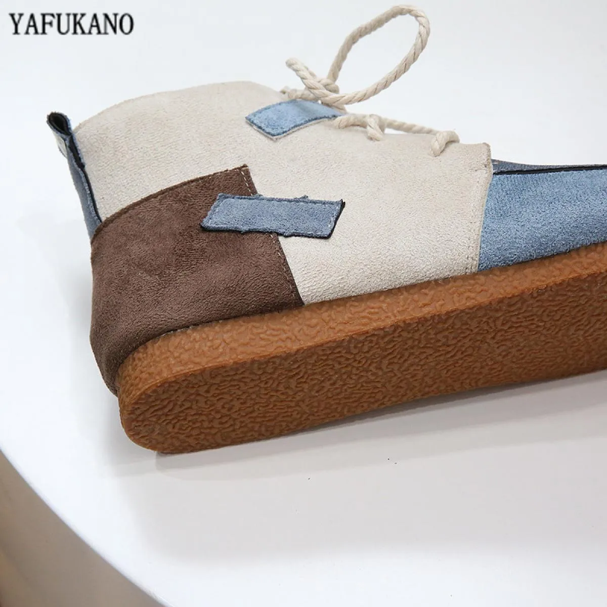 Mori Girl Letterario Retro Patch Colore abbinato Punta tonda Scarpe piatte da donna Fatte a mano Comfort Fondo morbido Stivali d