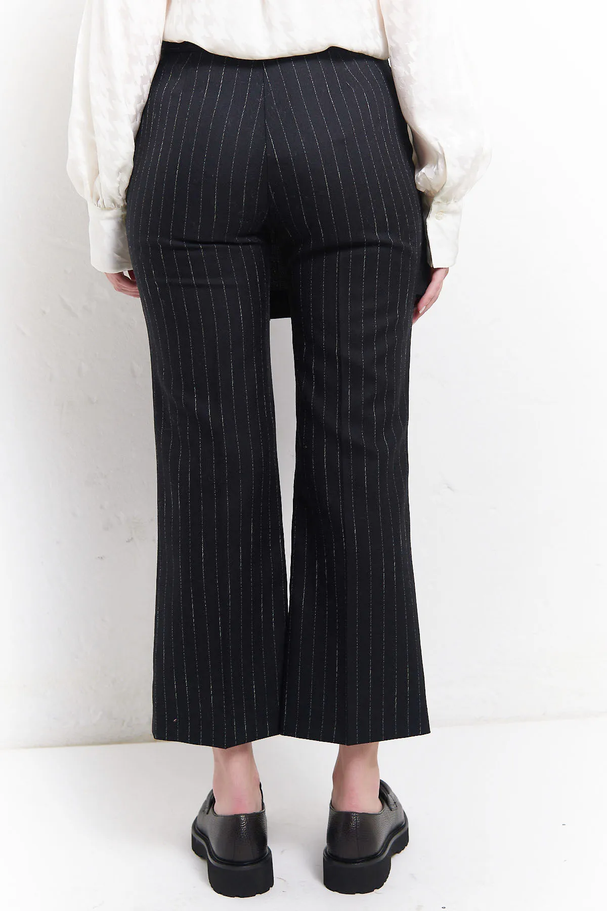 MSGM Pantalone gessato con pannello a pieghe