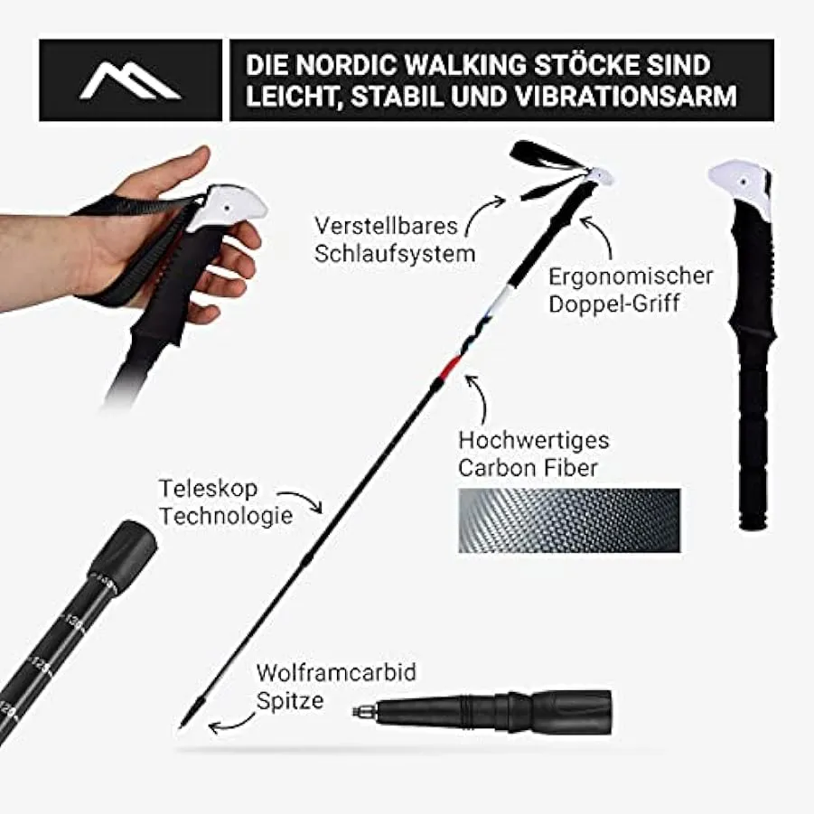 MSPORTS Bastoncini da Trekking Premium in Carbon – Ultraleggero – Nordic Walking (MSPORTS Bastoncini da Trekking Premium in Carb