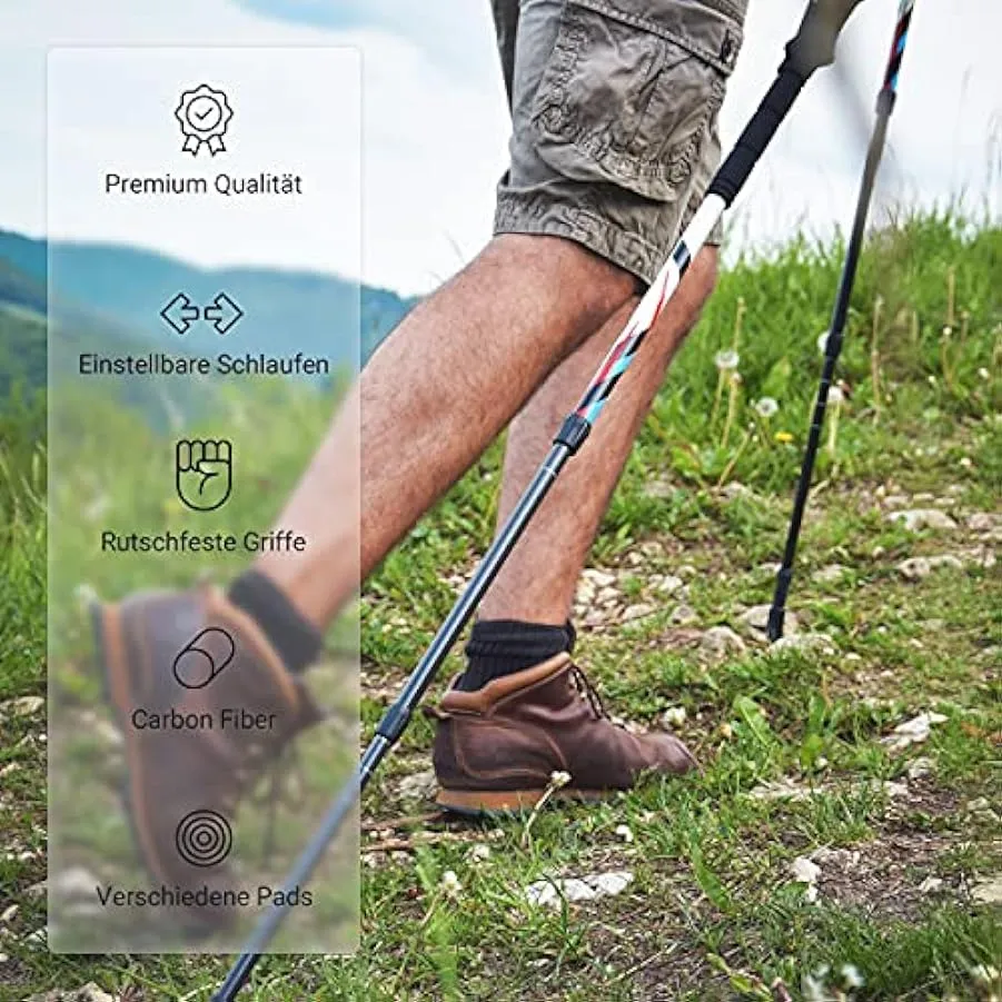 MSPORTS Bastoncini da Trekking Premium in Carbon – Ultraleggero – Nordic Walking (MSPORTS Bastoncini da Trekking Premium in Carb