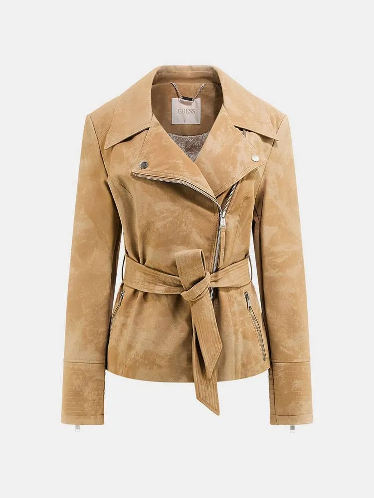 New Agnes Belted Biker - Giacca Simil Suede