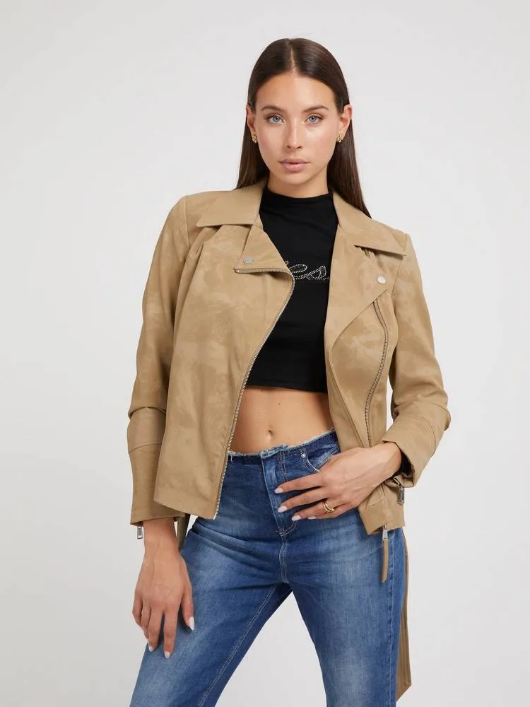 New Agnes Belted Biker - Giacca Simil Suede
