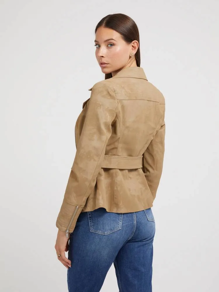 New Agnes Belted Biker - Giacca Simil Suede