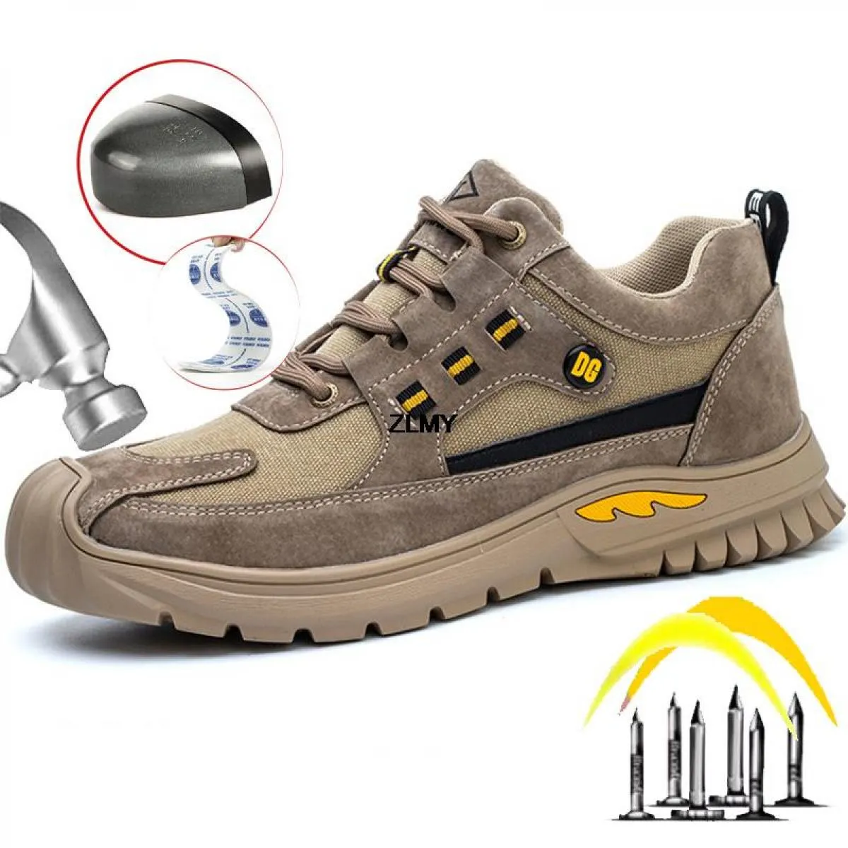 Nuovo design Anti Crash Scarpe antinfortunistiche da uomo Sneaker con punta in acciaio Uomo Stivali antinfortunistici in gomma a