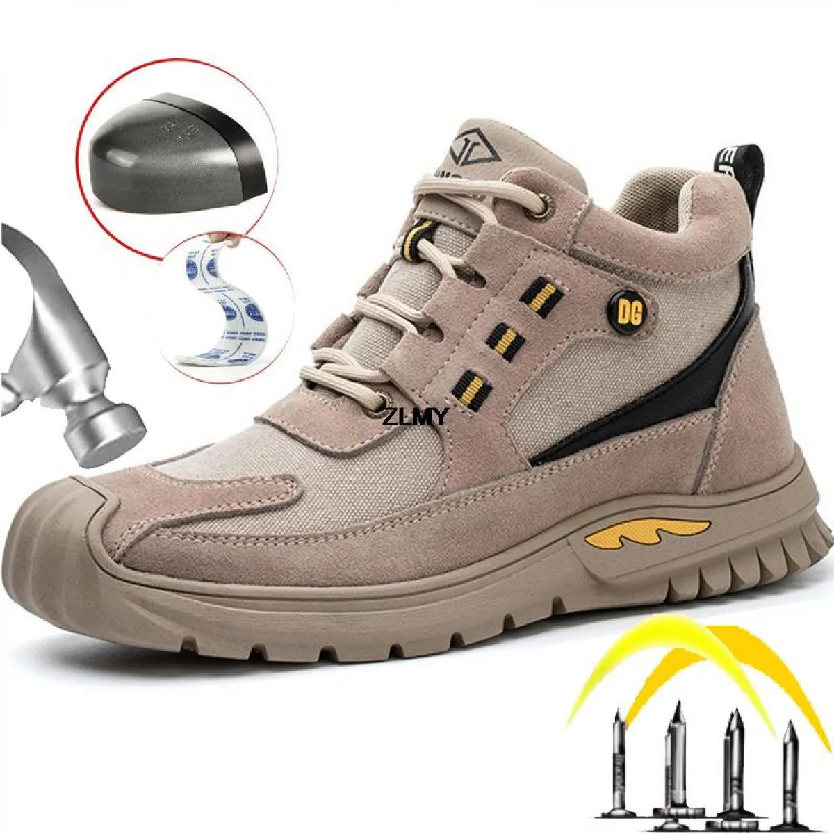 Nuovo design Anti Crash Scarpe antinfortunistiche da uomo Sneaker con punta in acciaio Uomo Stivali antinfortunistici in gomma a