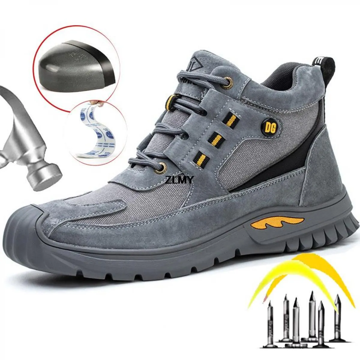 Nuovo design Anti Crash Scarpe antinfortunistiche da uomo Sneaker con punta in acciaio Uomo Stivali antinfortunistici in gomma a