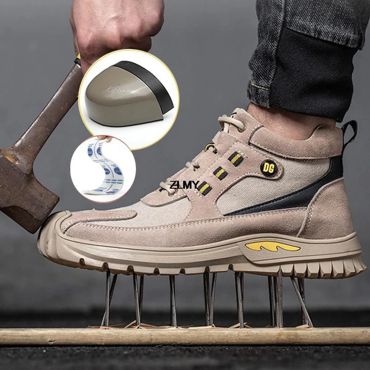 Nuovo design Anti Crash Scarpe antinfortunistiche da uomo Sneaker con punta in acciaio Uomo Stivali antinfortunistici in gomma a