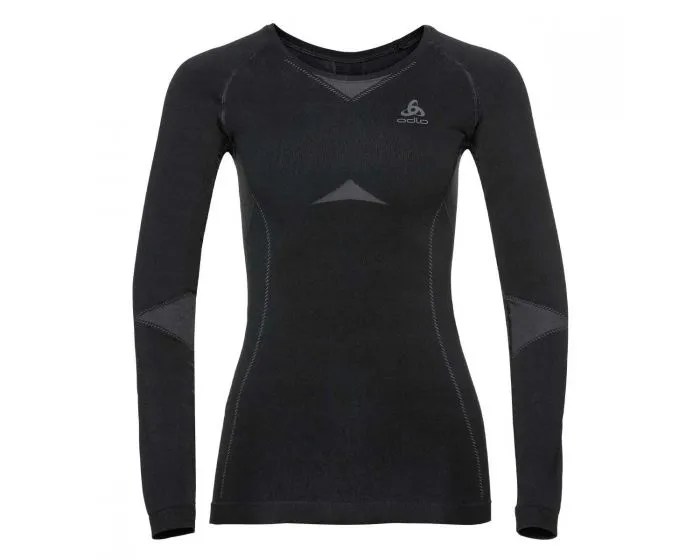 ODLO FUNDAMENTALS PERFORMANCE WARM WOMEN Black crew neck l/s maglia termica