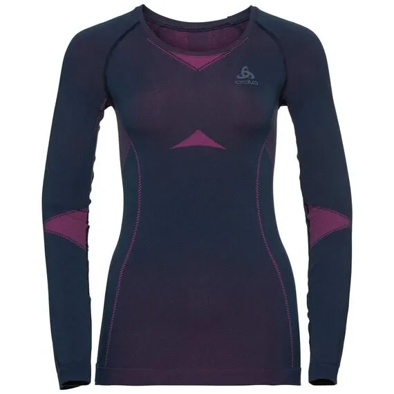 ODLO FUNDAMENTALS PERFORMANCE WARM WOMEN Dark Sapphire / Beetroot Purple crew neck l/s maglia termica