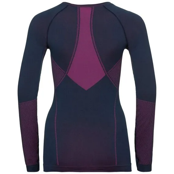ODLO FUNDAMENTALS PERFORMANCE WARM WOMEN Dark Sapphire / Beetroot Purple crew neck l/s maglia termica