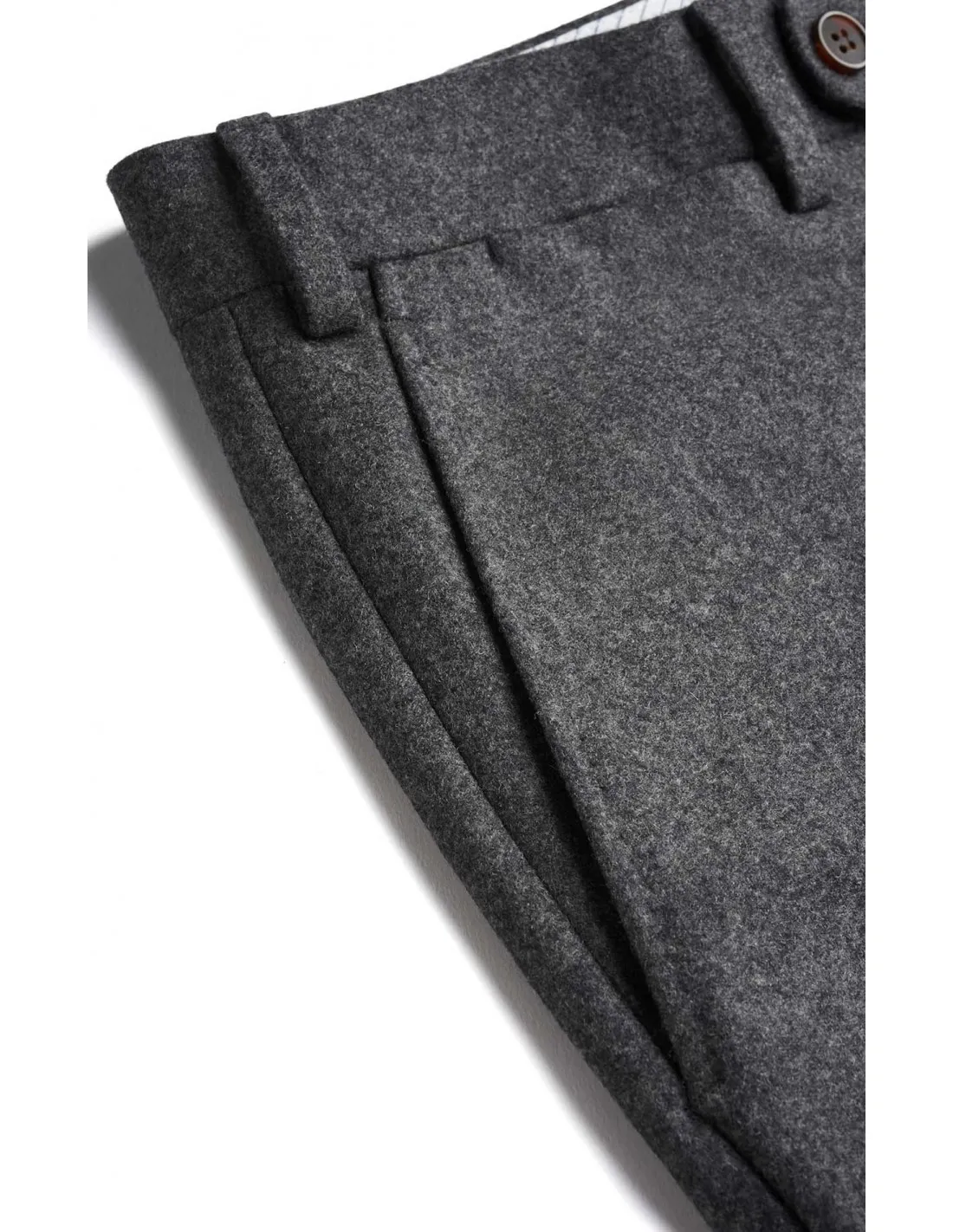 Pantalone con pinces in lana invernale vita alta grigio