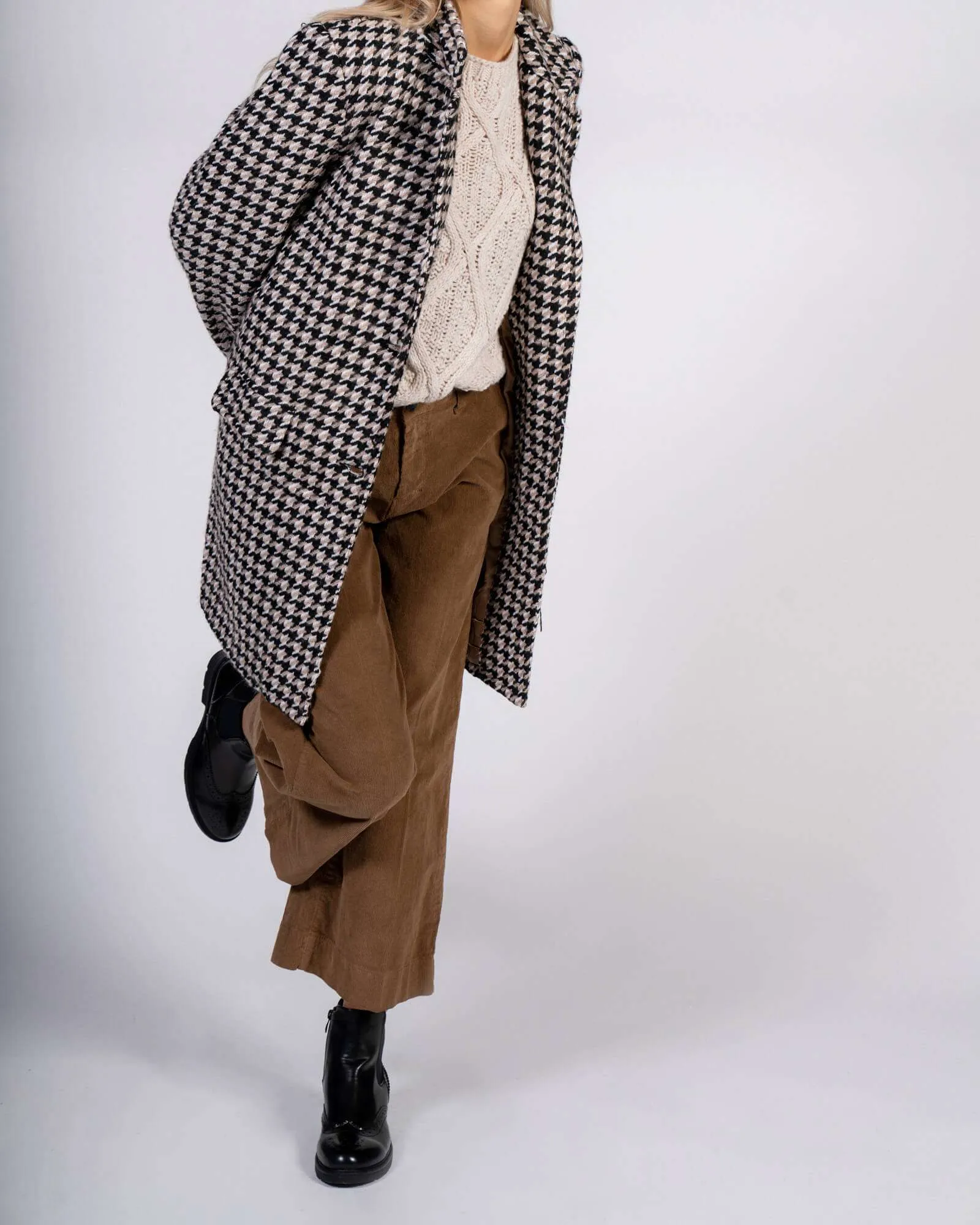 Pantaloni culotte a costine cropped - Cammello