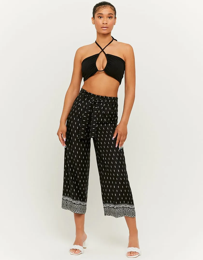 Pantaloni Culotte A Vita Alta Di Lino  