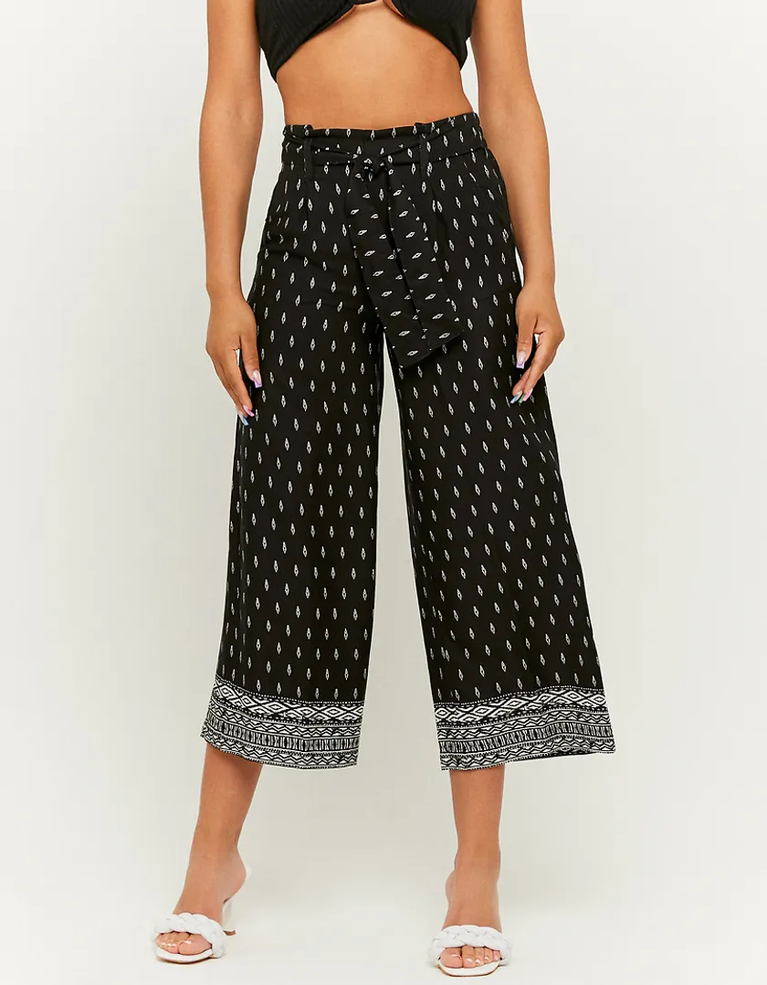 Pantaloni Culotte A Vita Alta Di Lino  