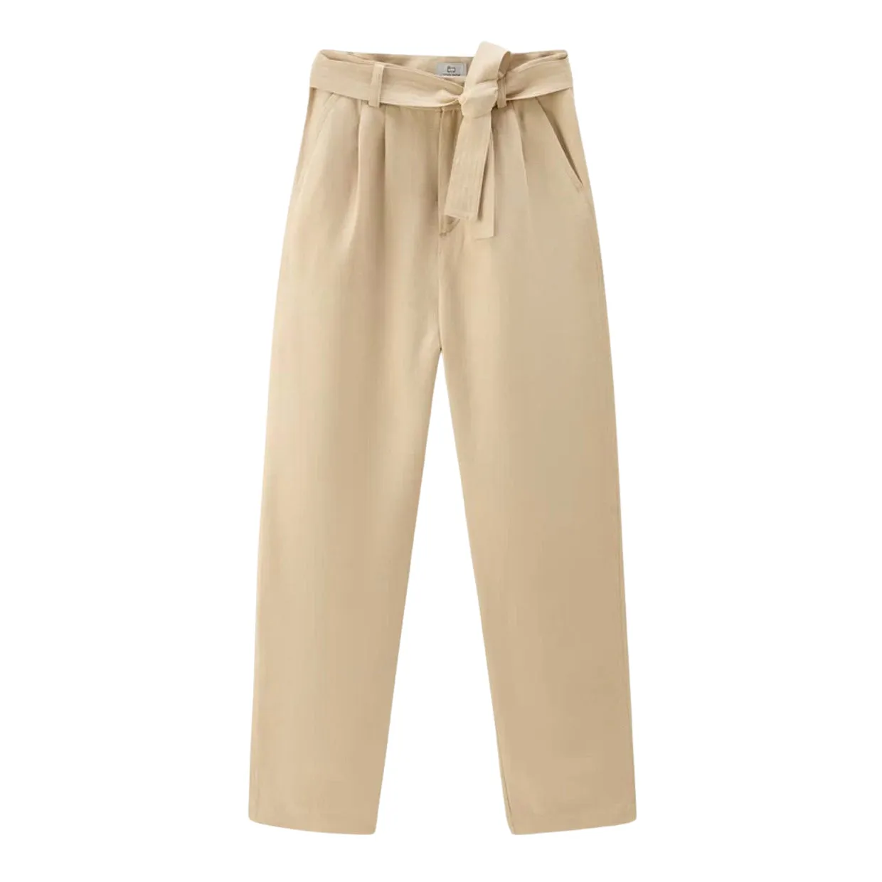 Pantaloni Donna Woolrich Misto Lino Cintura Beige