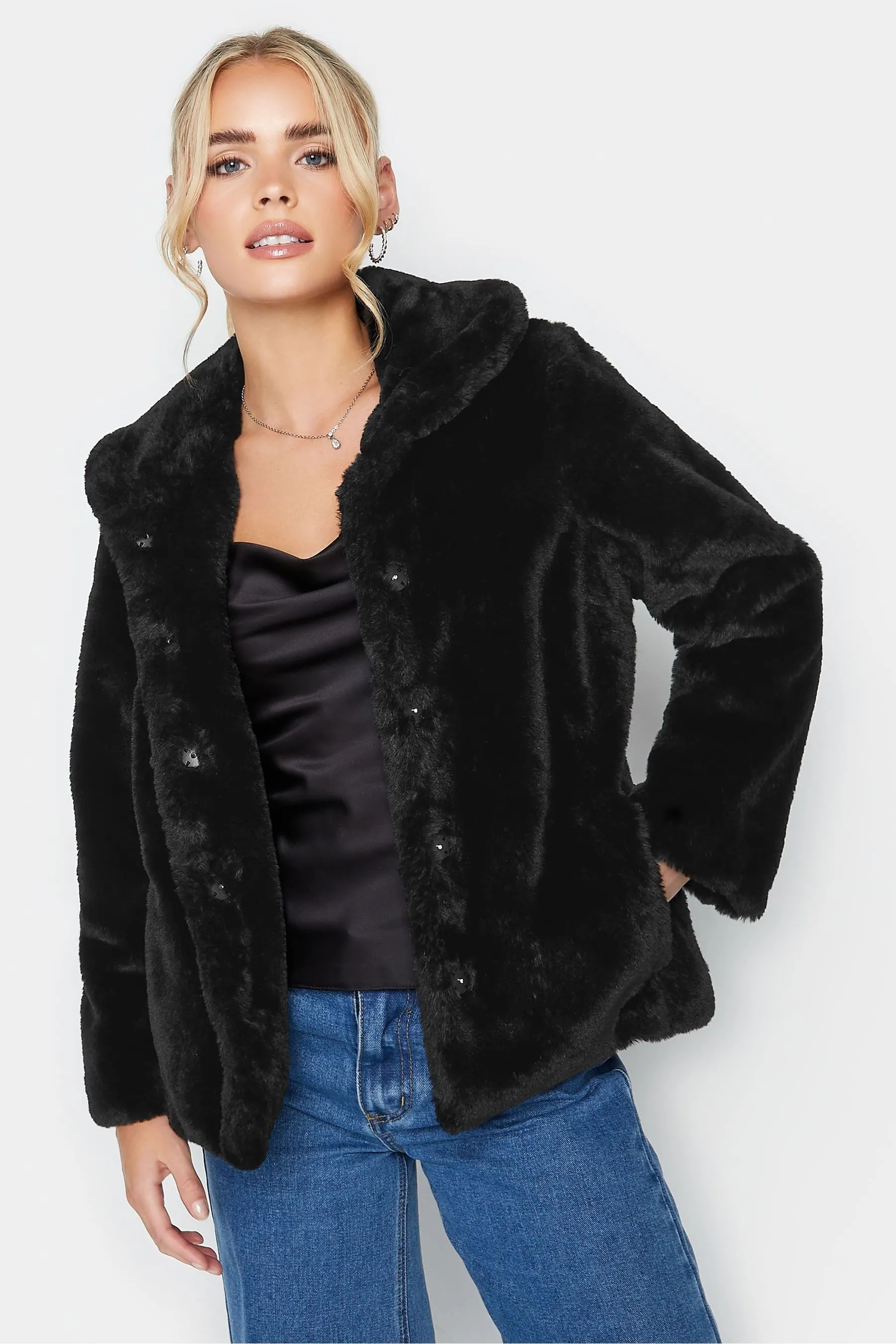 PixieGirl Petite - Cappotto in stola in pelliccia sintetica