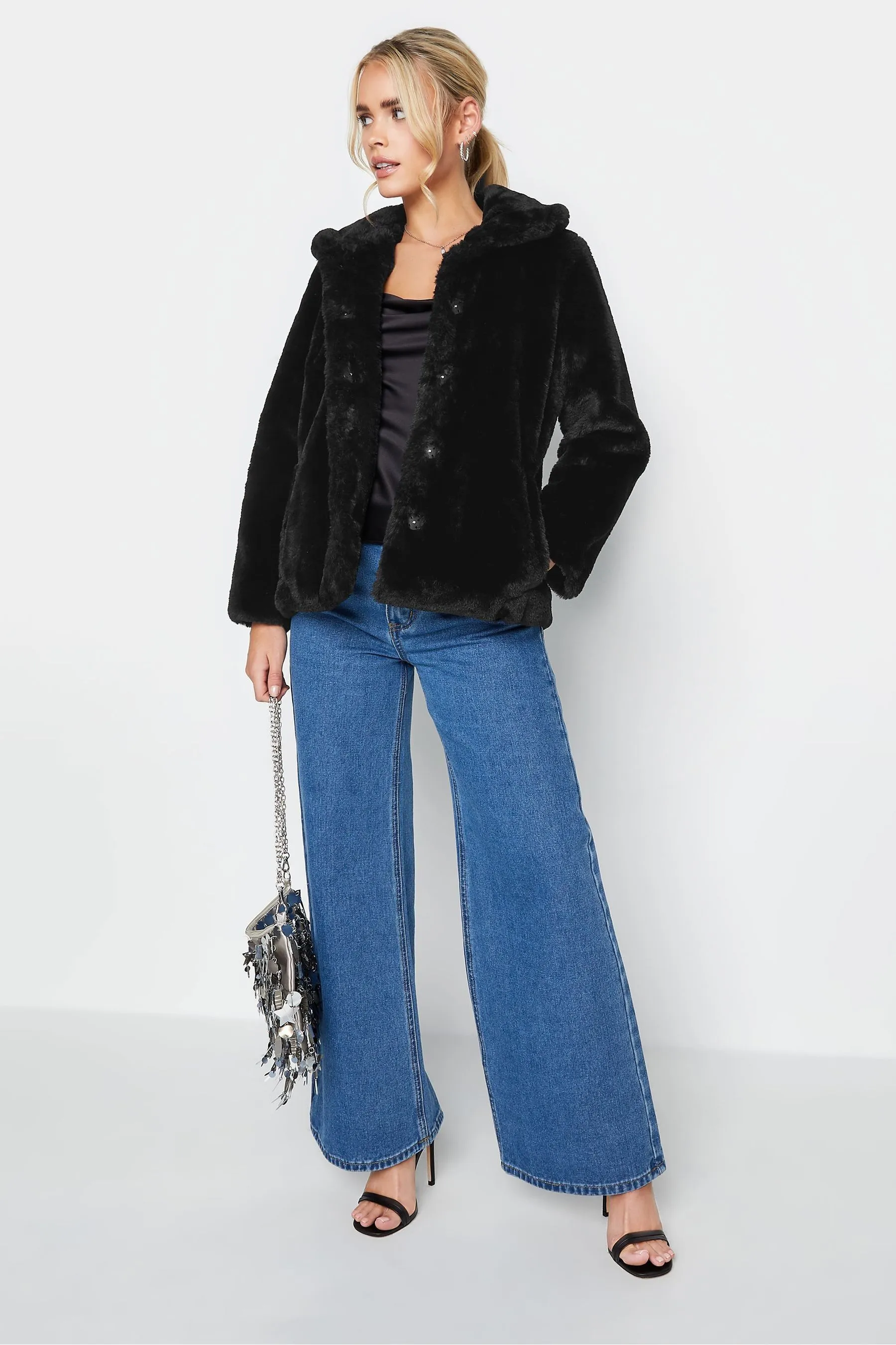 PixieGirl Petite - Cappotto in stola in pelliccia sintetica