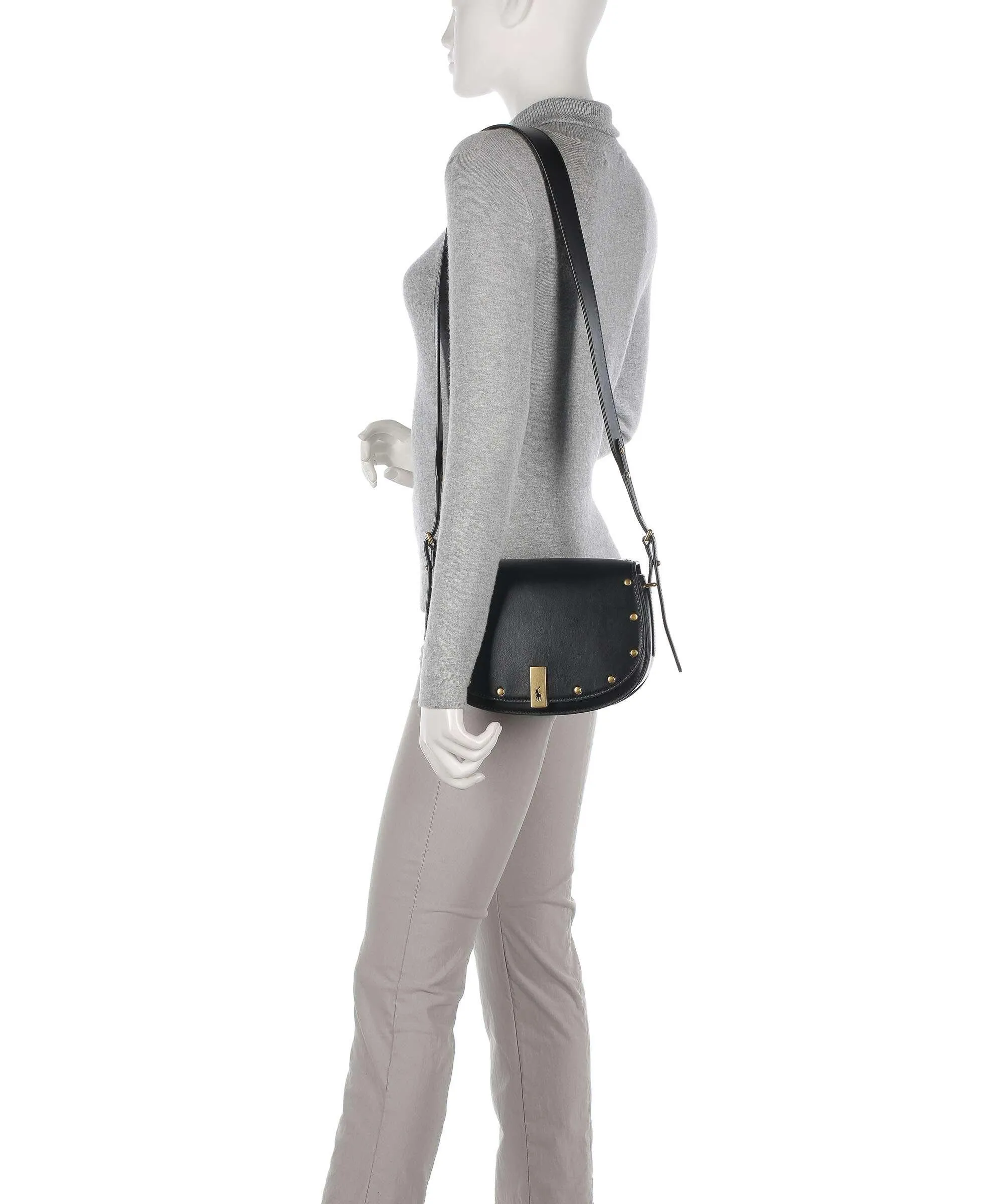  Polo Ralph Lauren ID Collection Borsa a tracolla pelle di vacchetta finemente grana nero  