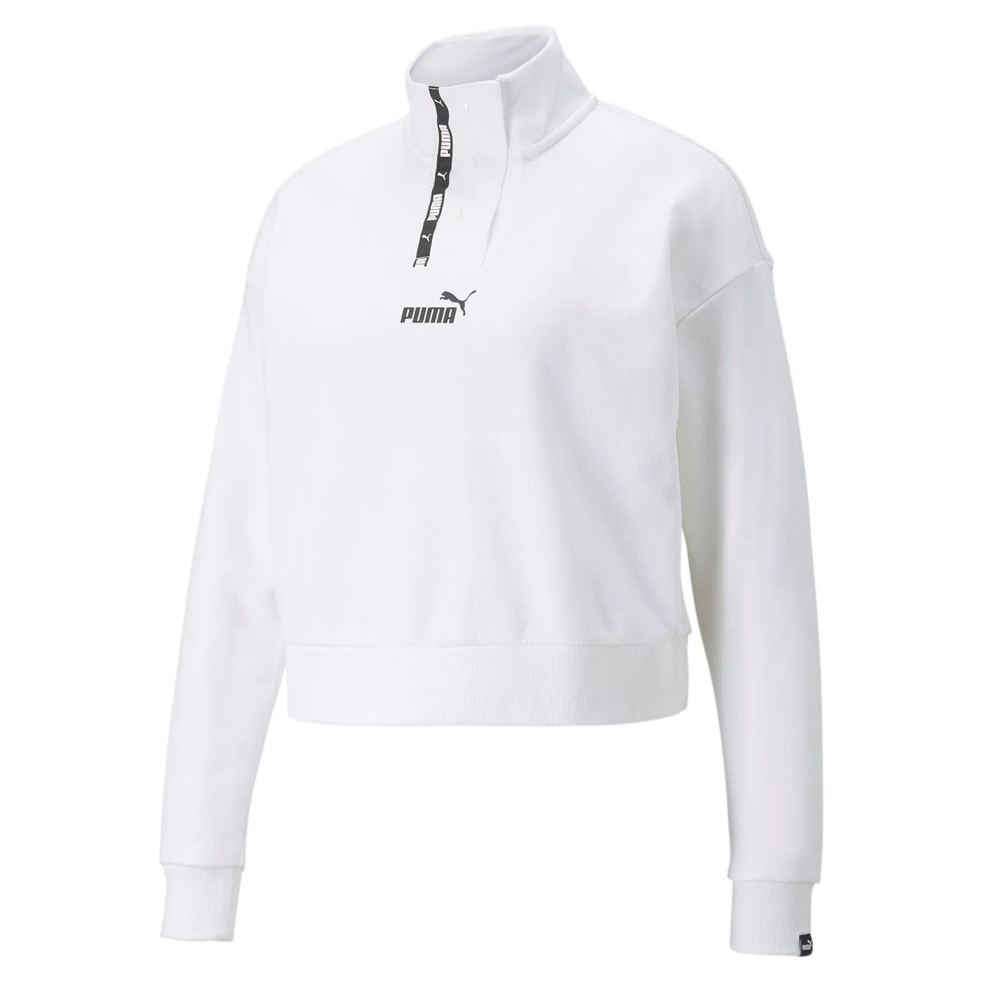 Puma women's sweatshirt with half buttoning Power Tape Crew 847124-02 white