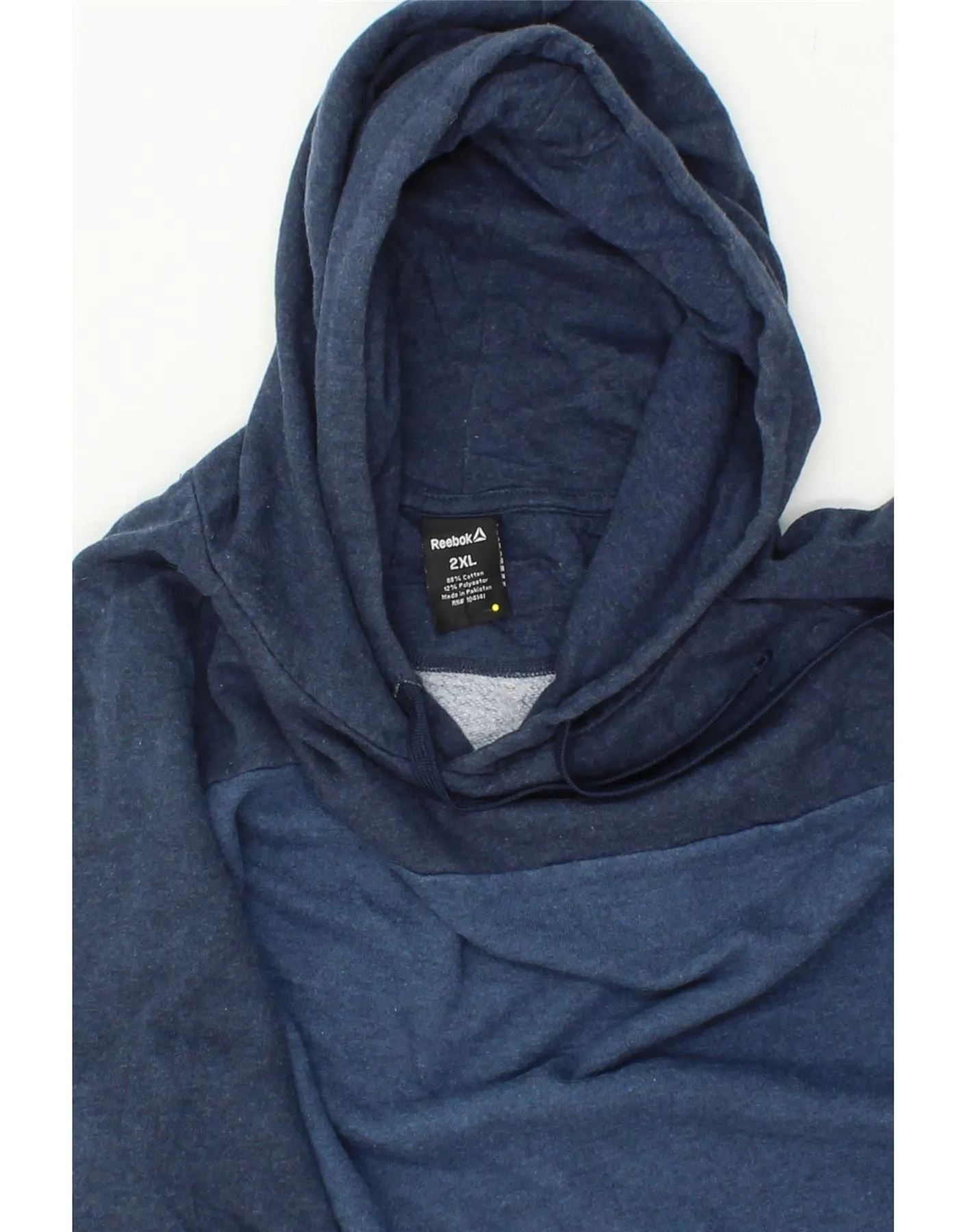 REEBOK Mens Hoodie Jumper 2XL Blue Colourblock Cotton