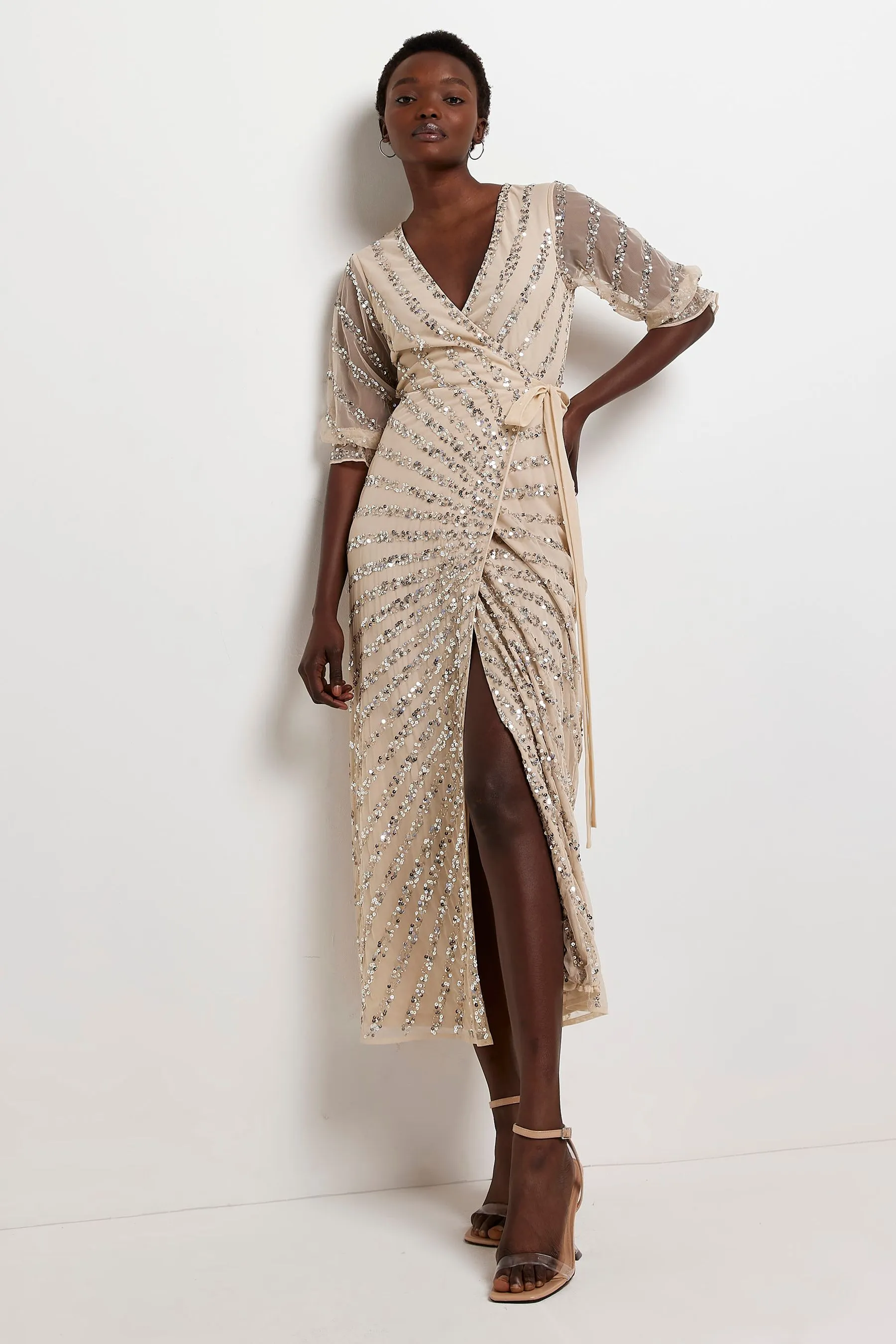 River Island - Abito maxi a portafoglio
