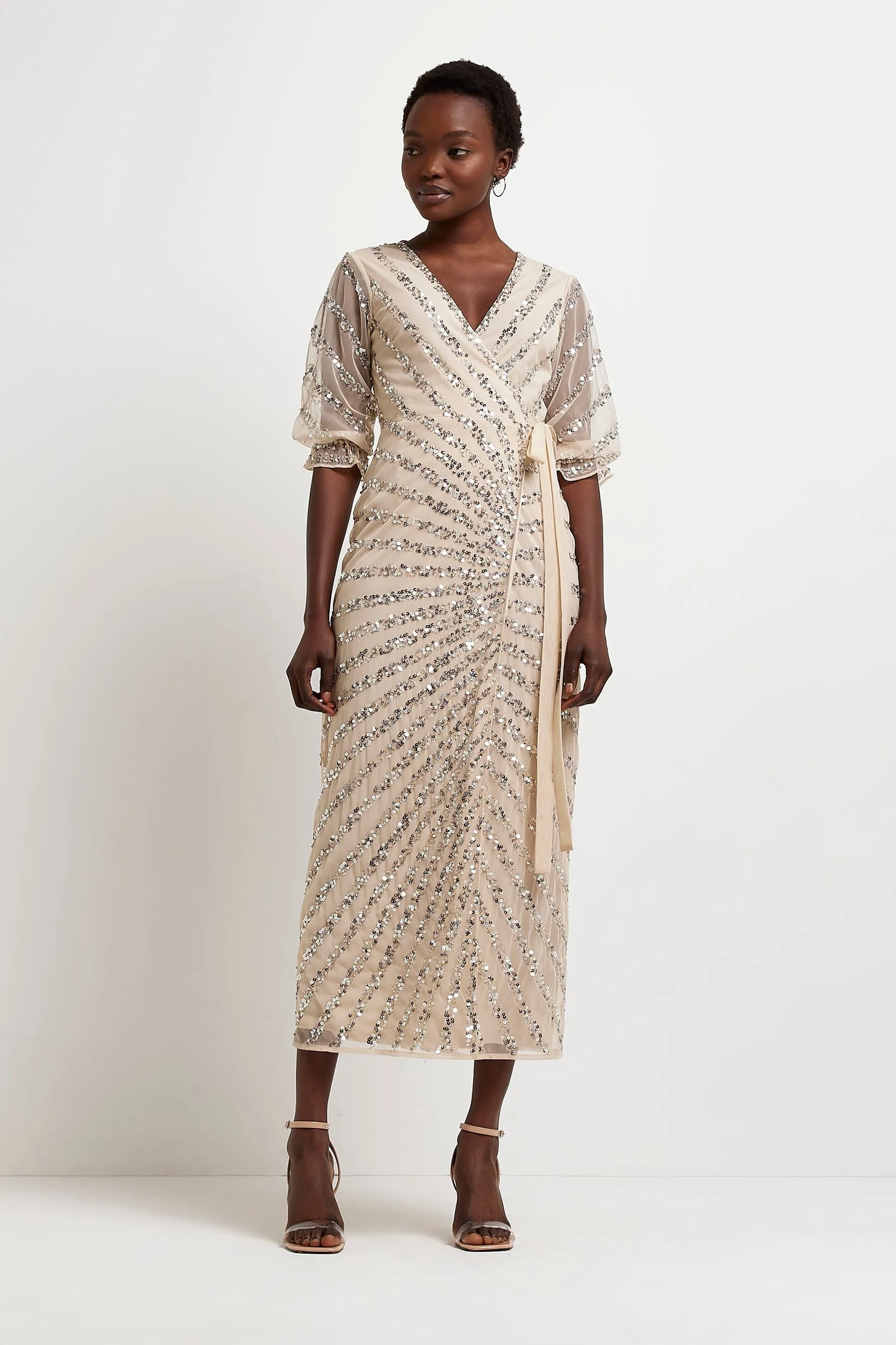 River Island - Abito maxi a portafoglio