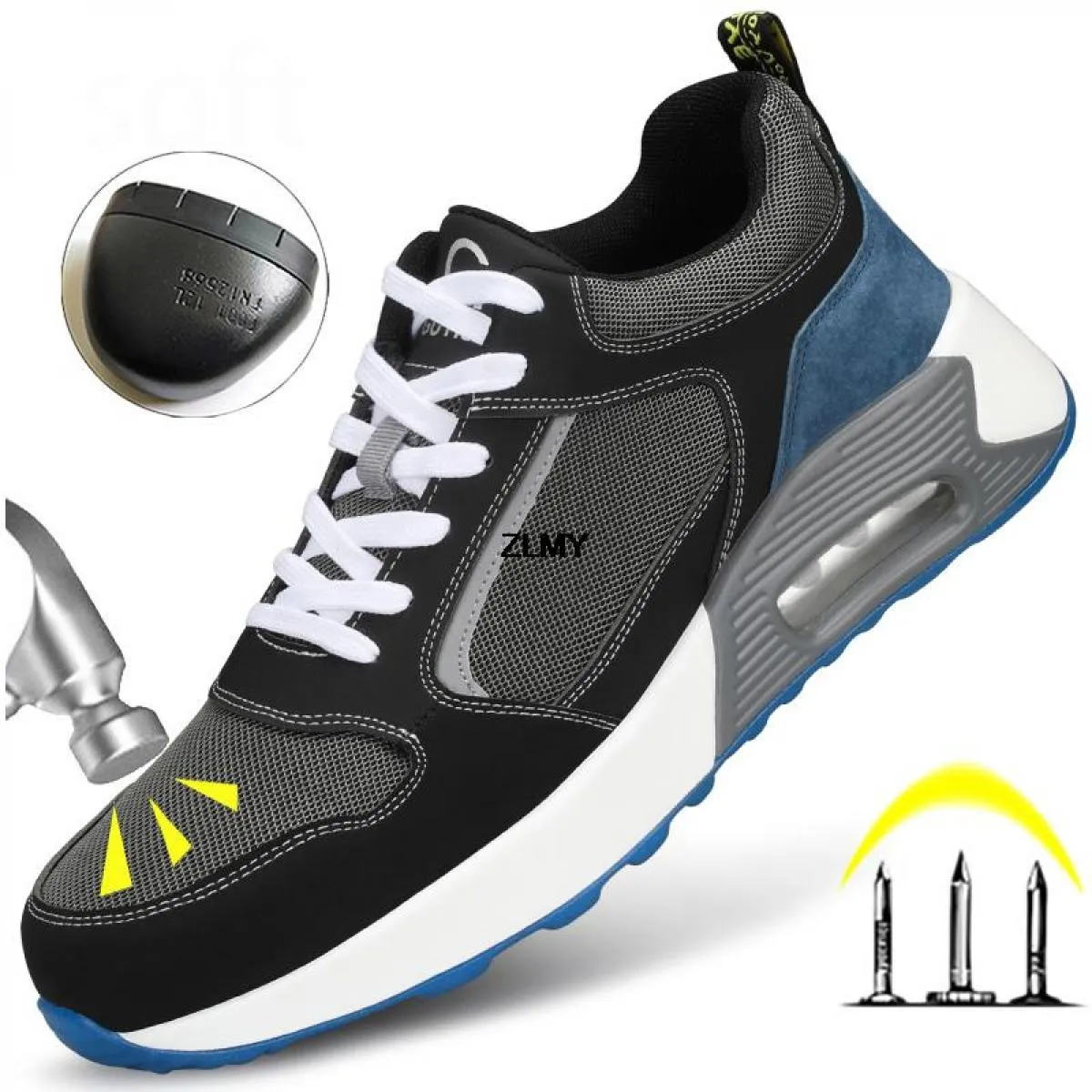 Scarpe antinfortunistiche con cuscino d'aria Scarpe da ginnastica con punta in acciaio da uomo Stivali da lavoro da uomo Scarpe