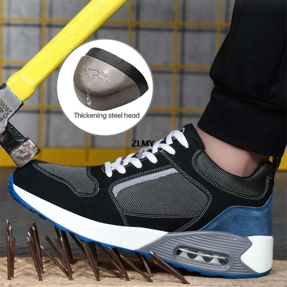 Scarpe antinfortunistiche con cuscino d'aria Scarpe da ginnastica con punta in acciaio da uomo Stivali da lavoro da uomo Scarpe