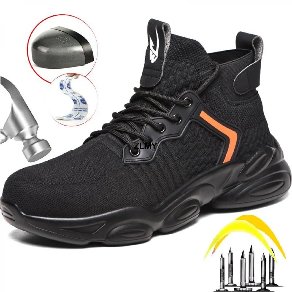 Scarpe antinfortunistiche da uomo alte Scarpe da ginnastica standard con punta in acciaio Stivali antinfortunistici da lavoro in