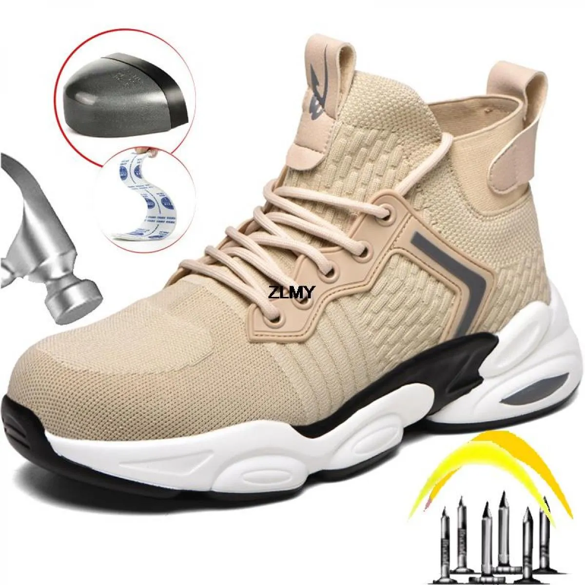 Scarpe antinfortunistiche da uomo alte Scarpe da ginnastica standard con punta in acciaio Stivali antinfortunistici da lavoro in