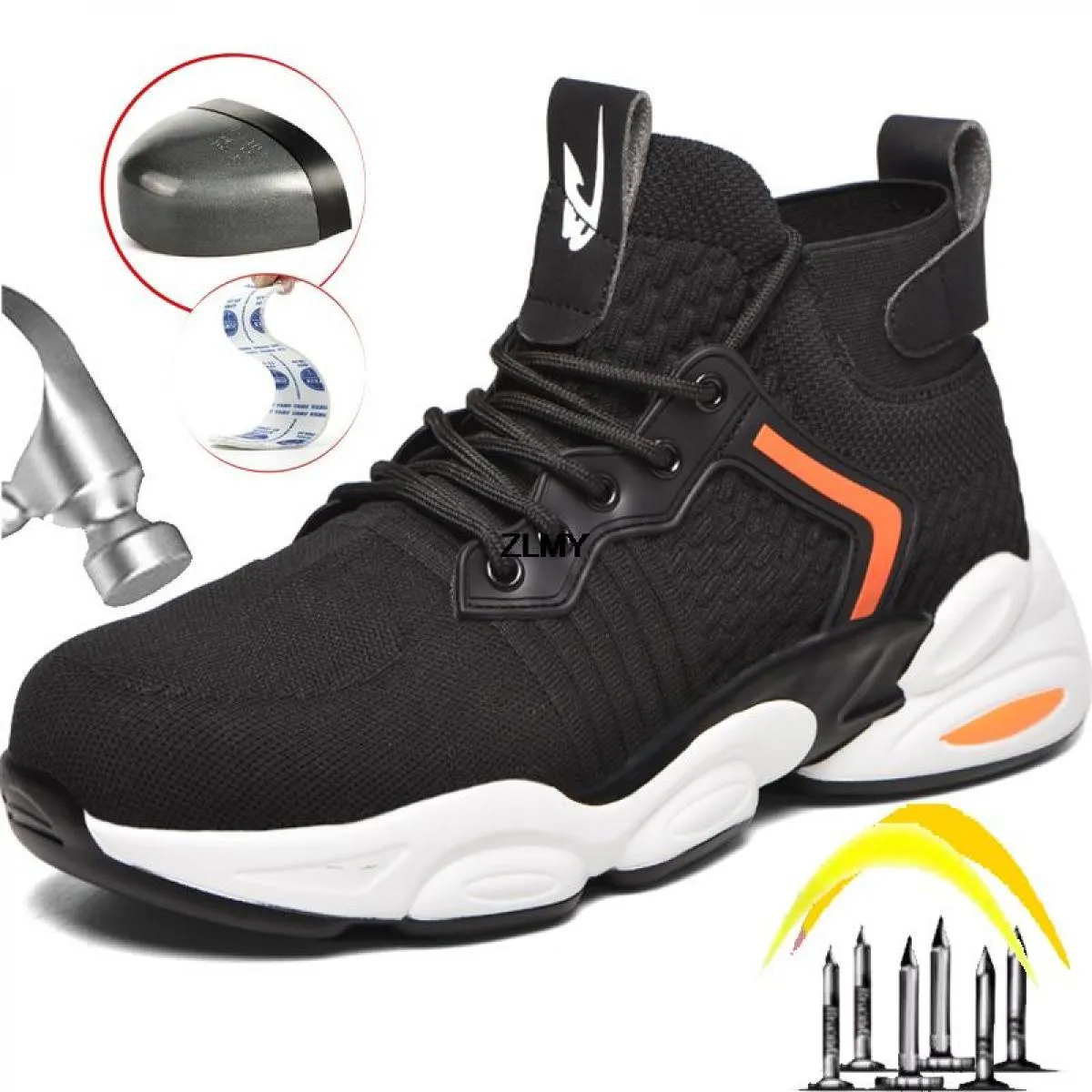 Scarpe antinfortunistiche da uomo alte Scarpe da ginnastica standard con punta in acciaio Stivali antinfortunistici da lavoro in