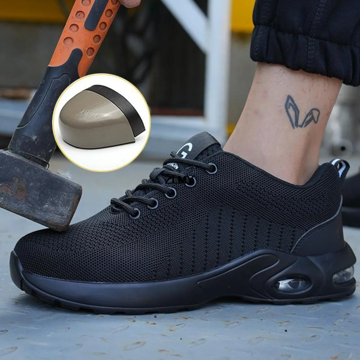 Scarpe antinfortunistiche da uomo Sneaker traspiranti con punta in acciaio Scarpe da lavoro antiforatura Cuscino d'aria Stivali