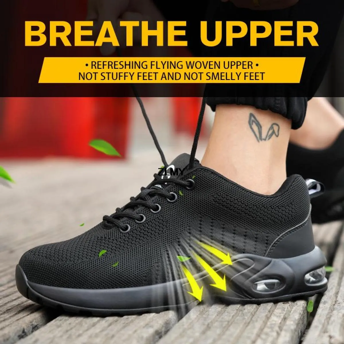 Scarpe antinfortunistiche da uomo Sneaker traspiranti con punta in acciaio Scarpe da lavoro antiforatura Cuscino d'aria Stivali