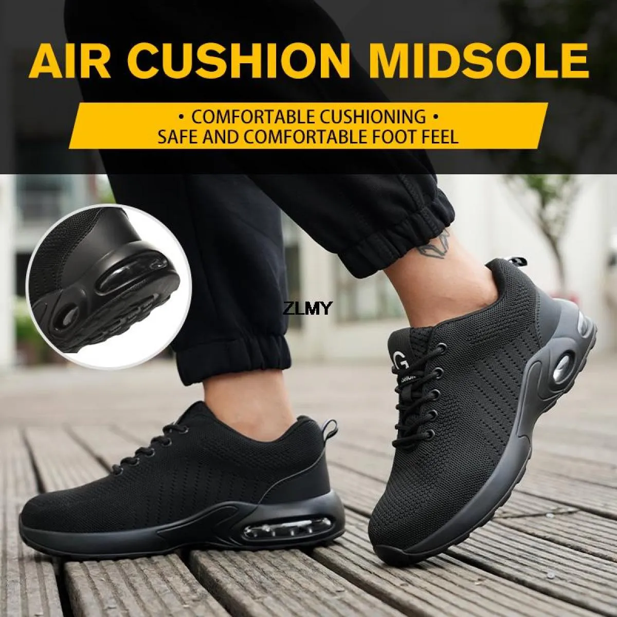 Scarpe antinfortunistiche da uomo Sneaker traspiranti con punta in acciaio Scarpe da lavoro antiforatura Cuscino d'aria Stivali