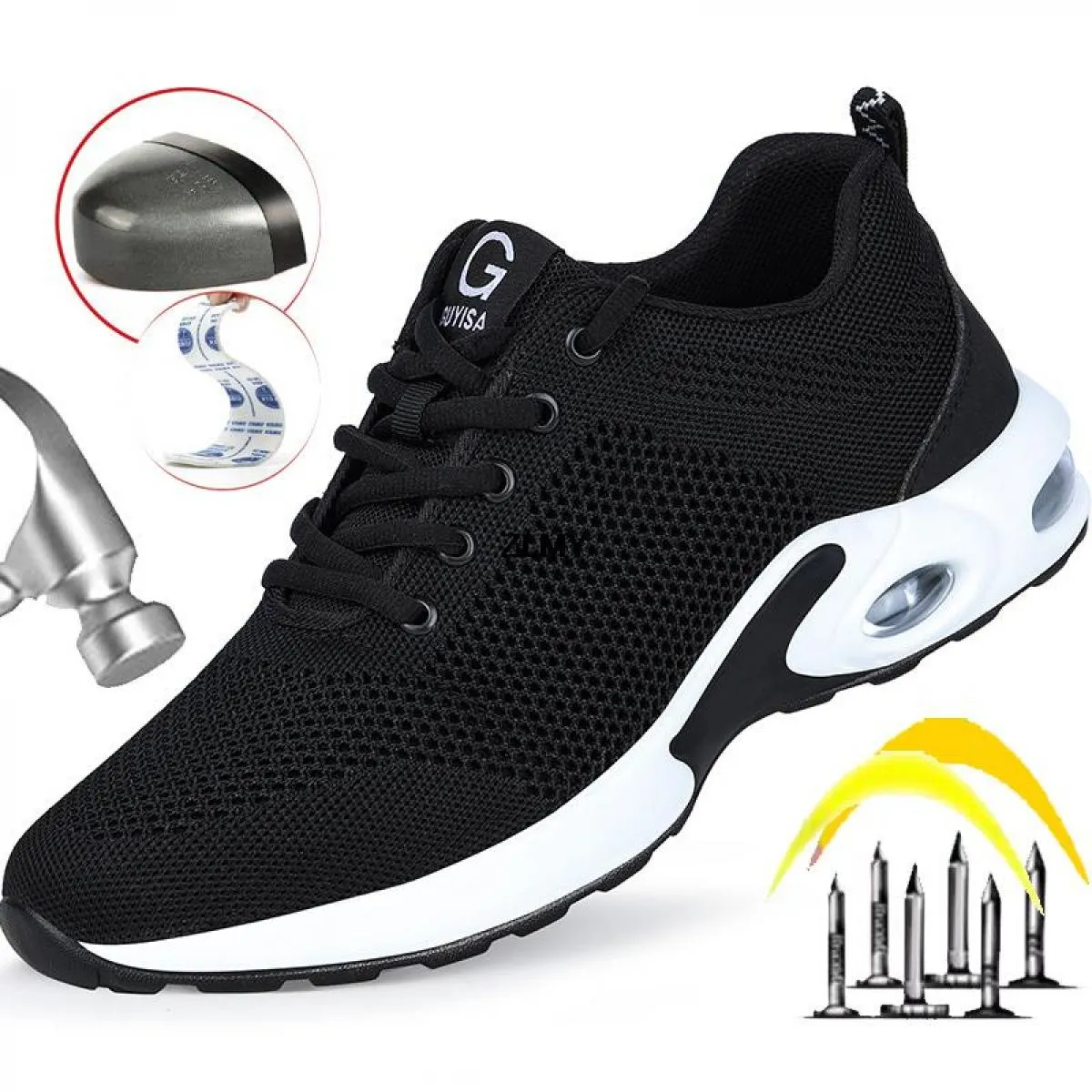 Scarpe antinfortunistiche estive da uomo Sneaker traspiranti con punta in acciaio Stivali antinfortunistici da lavoro antiforatu
