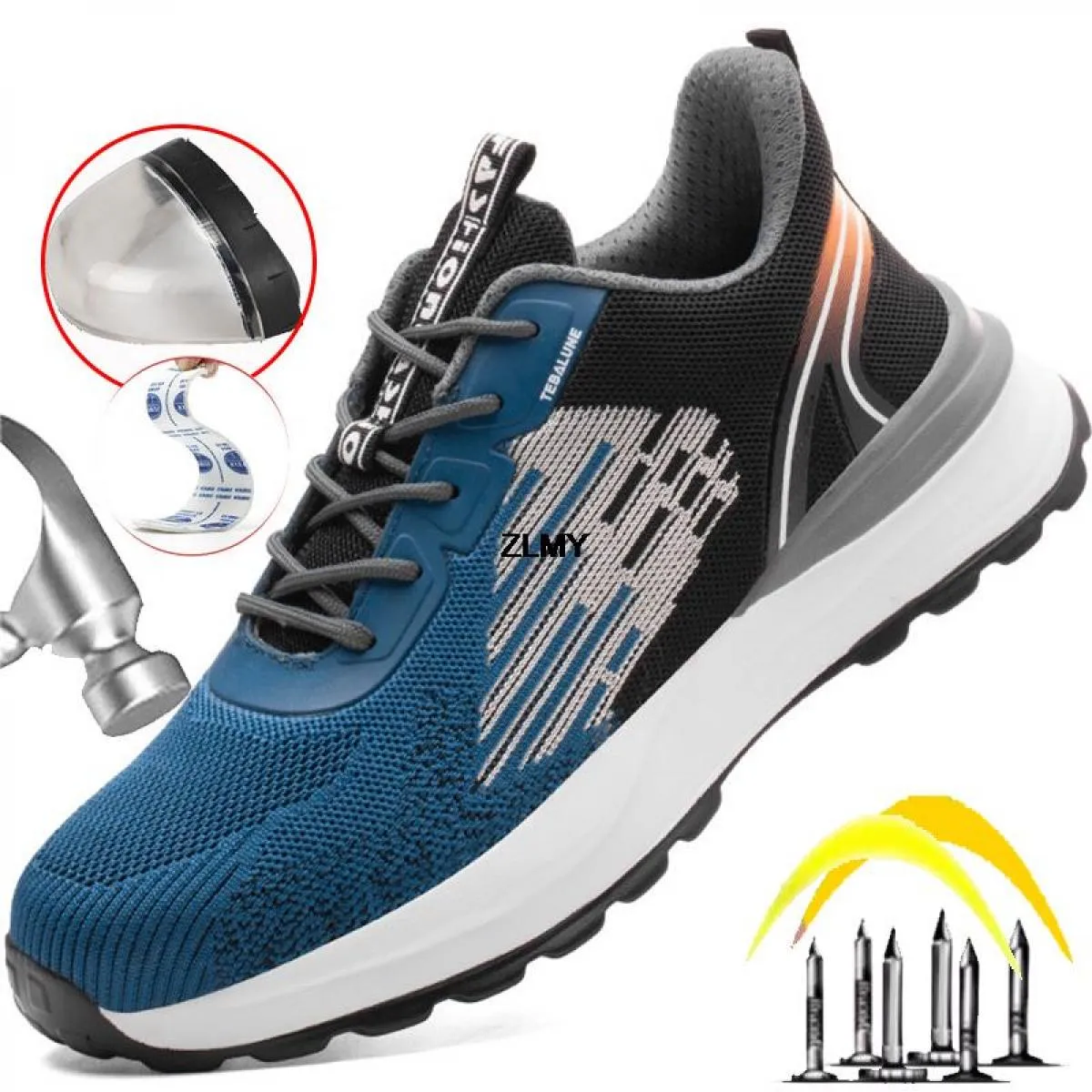 Scarpe antinfortunistiche leggere Scarpe da lavoro da uomo con punta in plastica Sneaker anti-pugnalata anti-smash Stivali prote