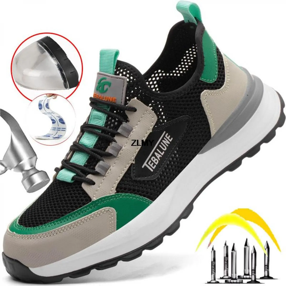 Scarpe antinfortunistiche leggere Scarpe da lavoro da uomo con punta in plastica Sneaker anti-pugnalata anti-smash Stivali prote