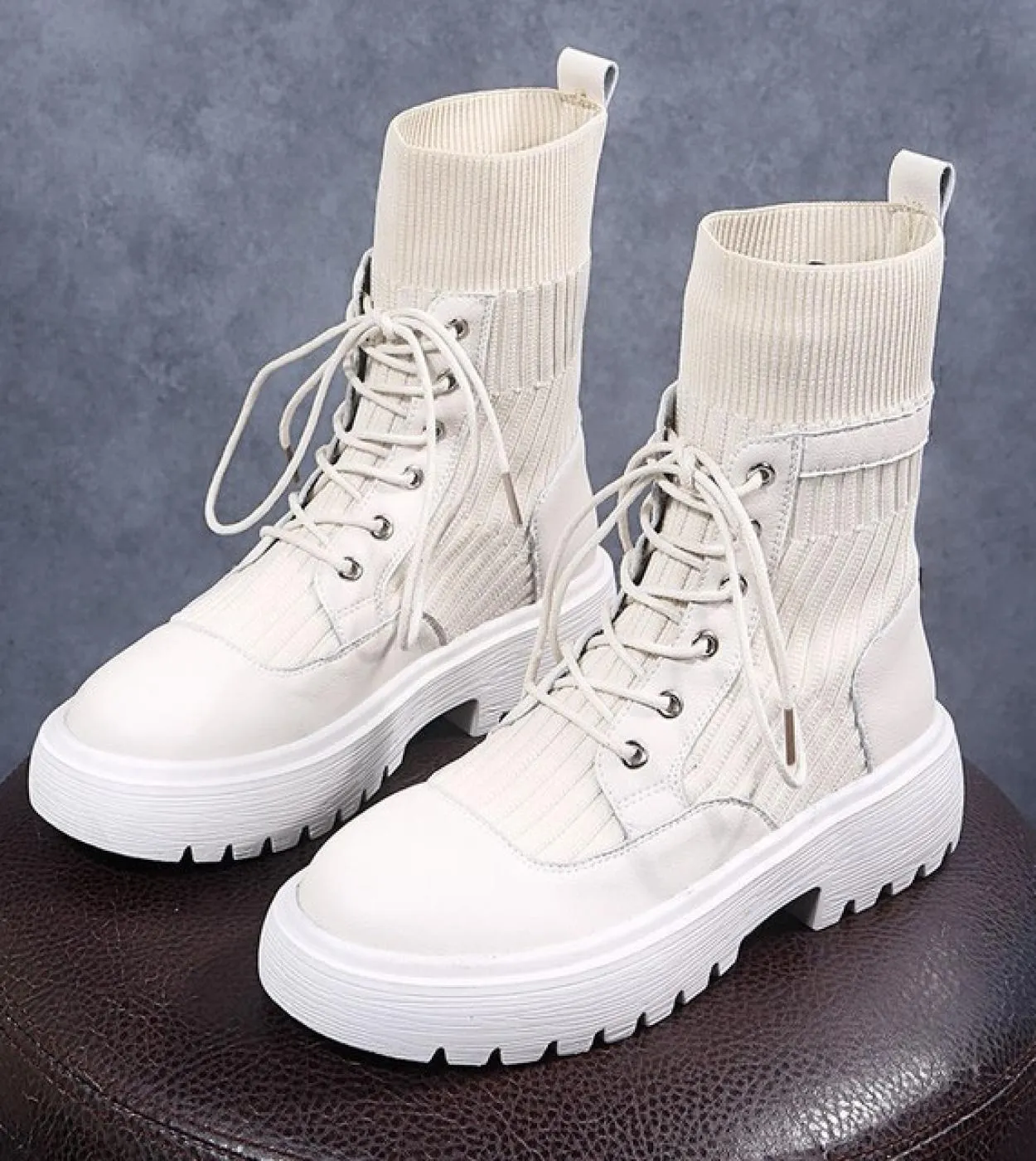 Scarpe da donna con tacco inverno 2022 scarpe autunnali donna caviglia piatta nera calze lavorate a maglia elastiche stivali sne