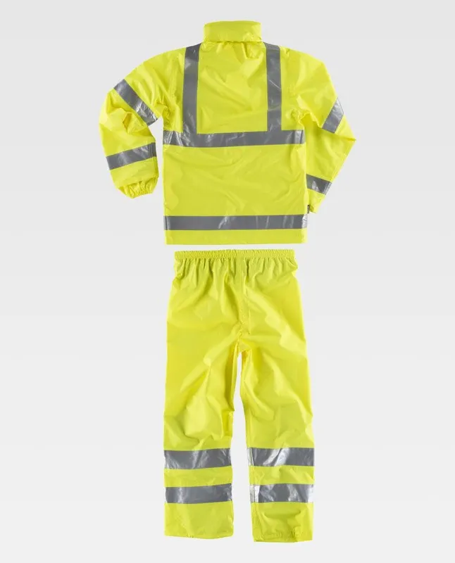 Set di pantaloni e giacca impermeabili ad alta visibilità EN471 EN343 Giallo