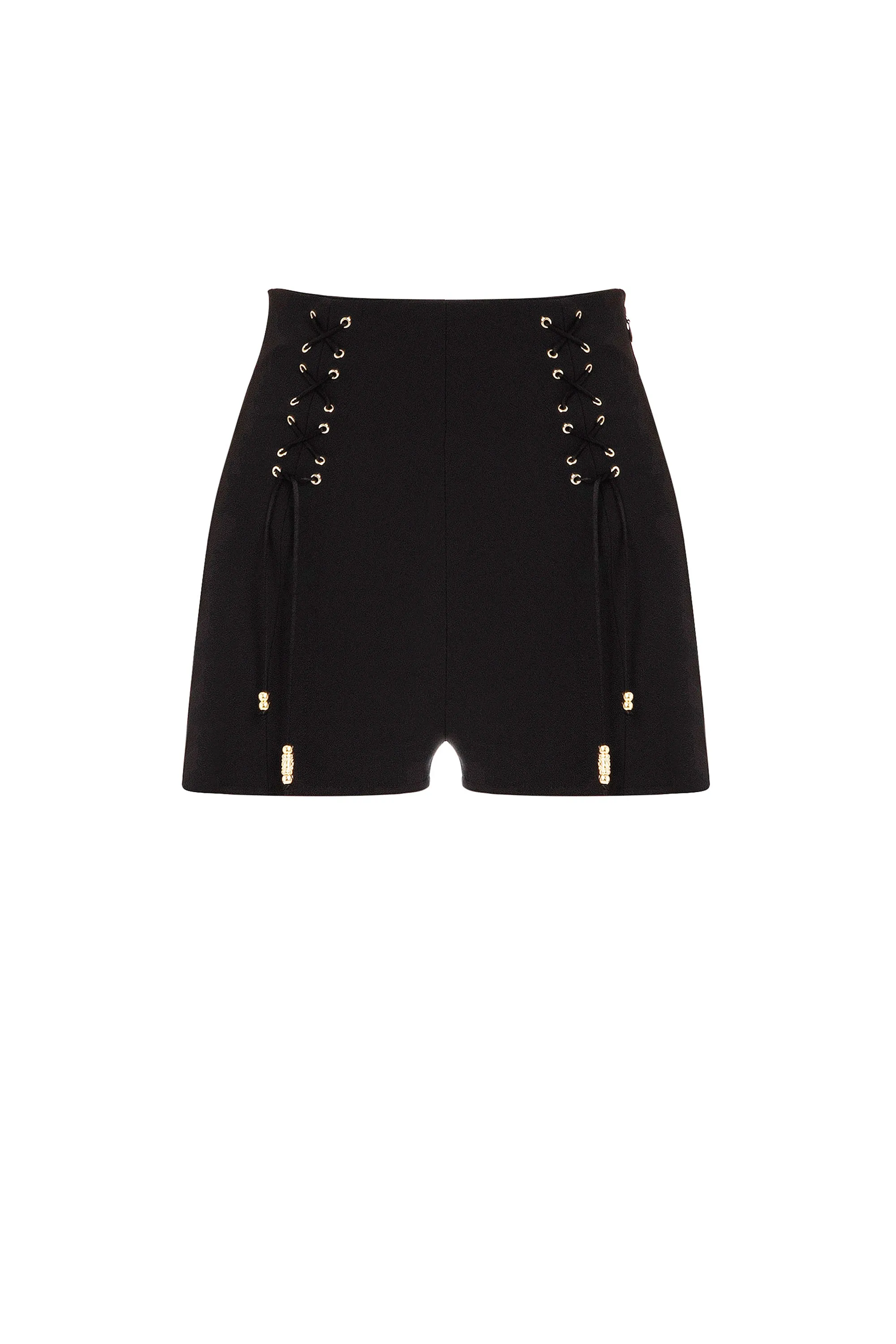 Short culotte a vita alta con intrecci di lacci