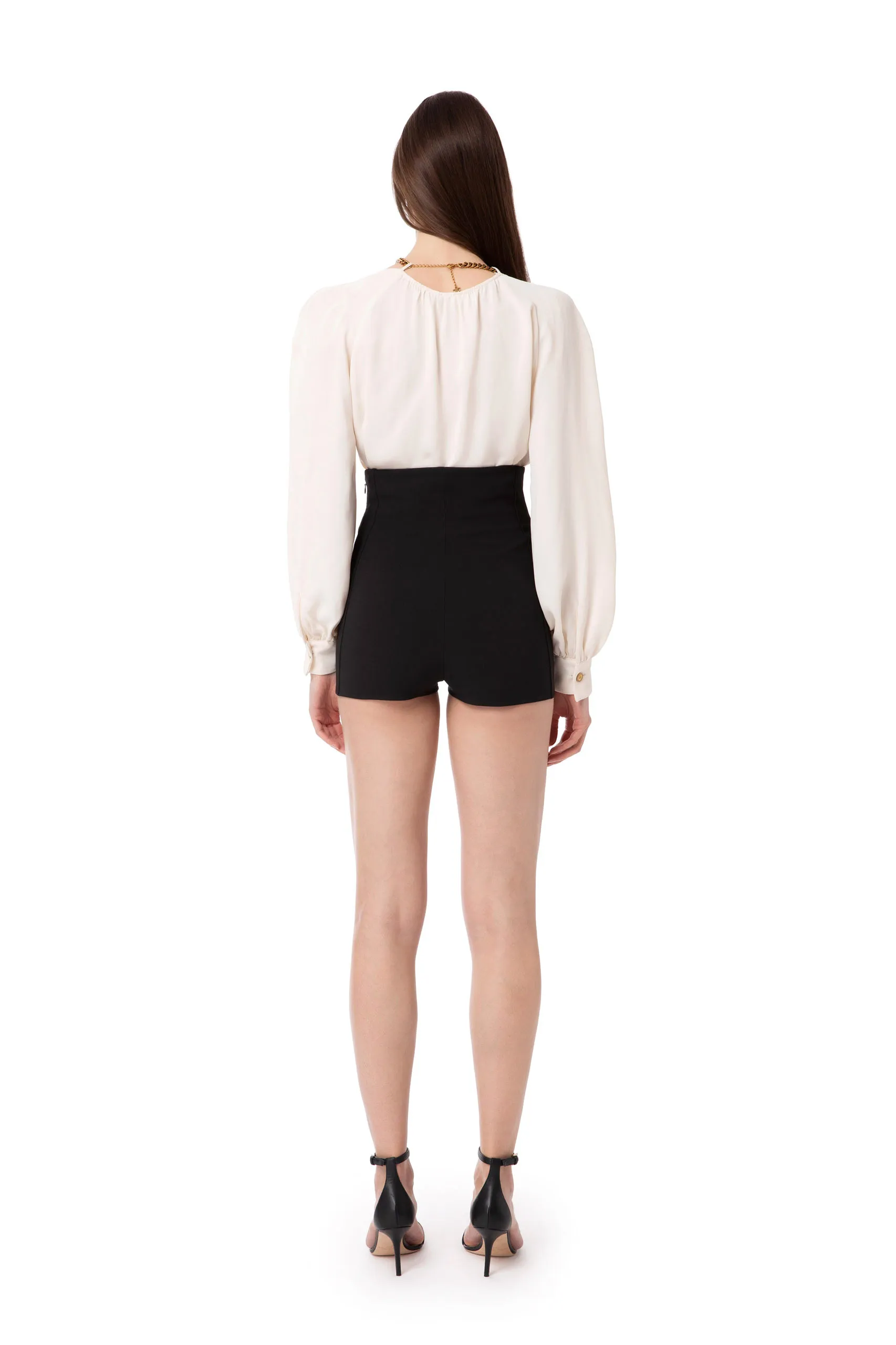 Short culotte a vita alta con intrecci di lacci