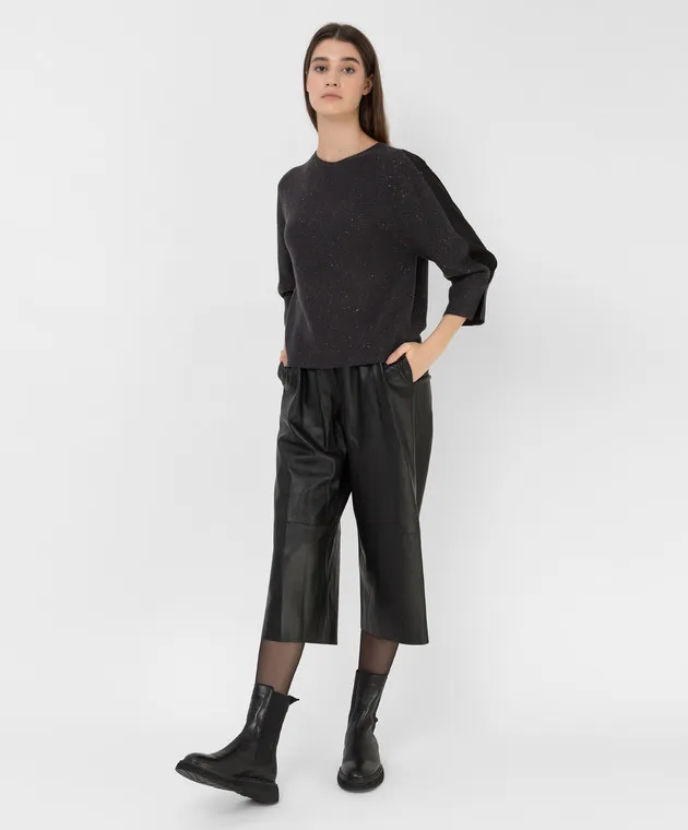 Simonetta Ravizza Pantaloni culotte Sindy in pelle nera SINDY