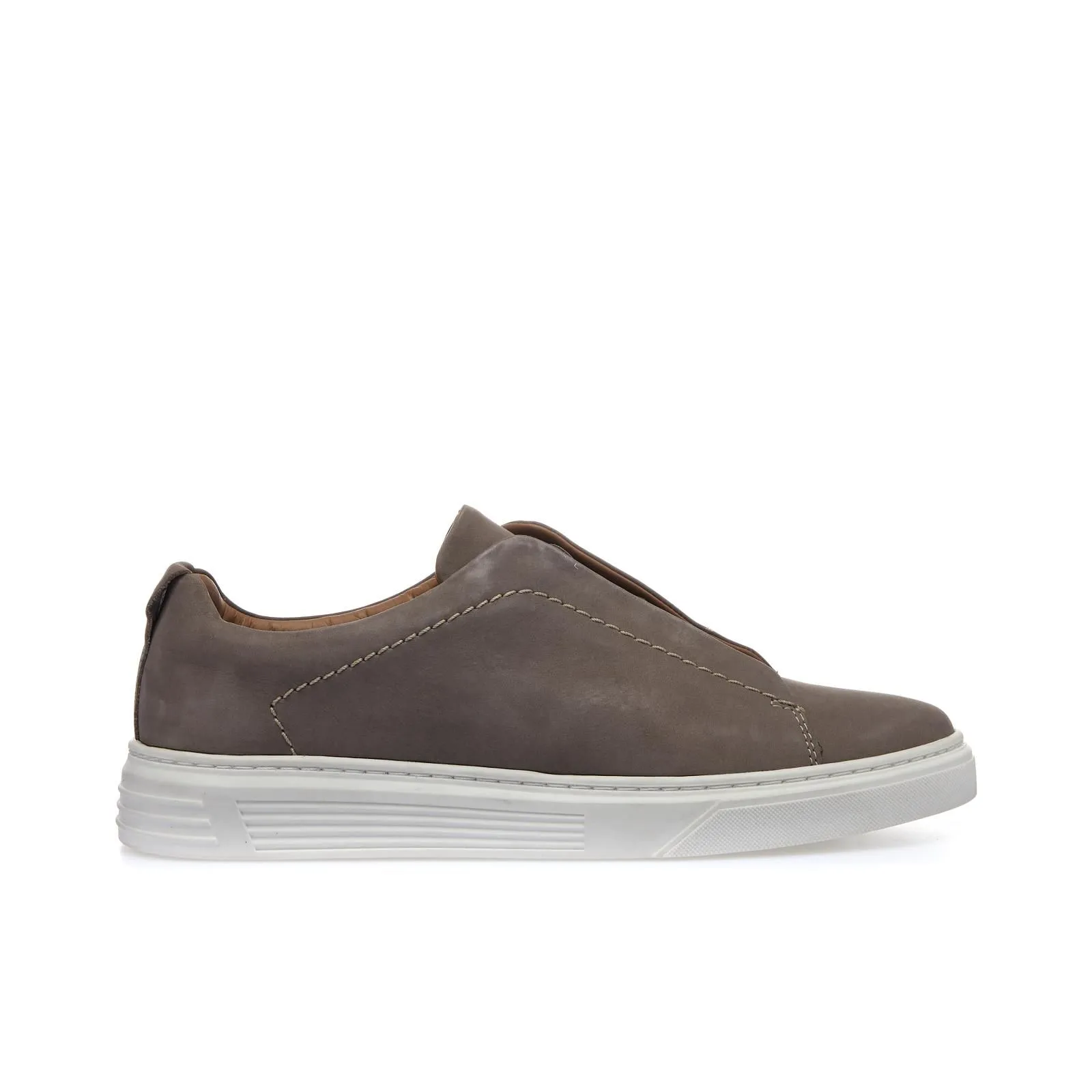 Sneakers slip-on beige in pelle