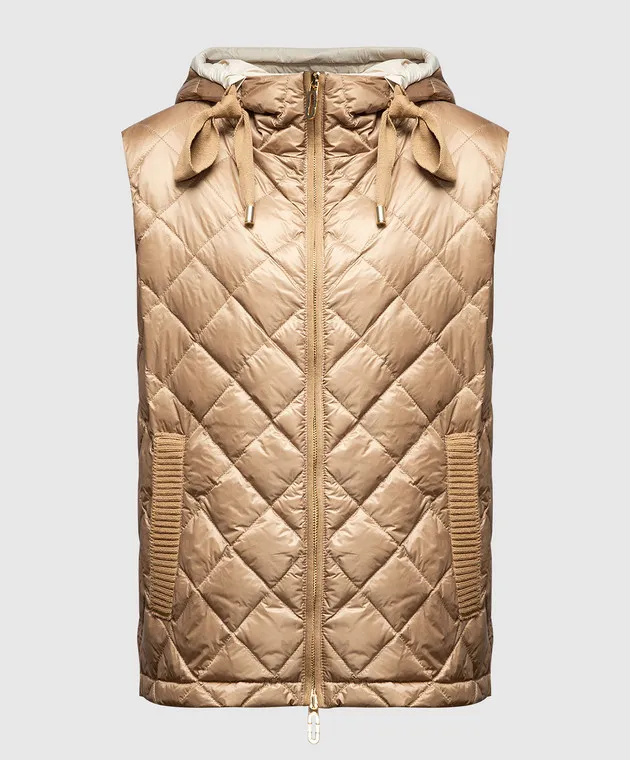 Stilnology Gilet trapuntato marrone con logo metallico 63T831