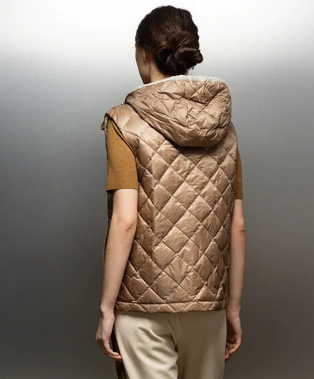 Stilnology Gilet trapuntato marrone con logo metallico 63T831