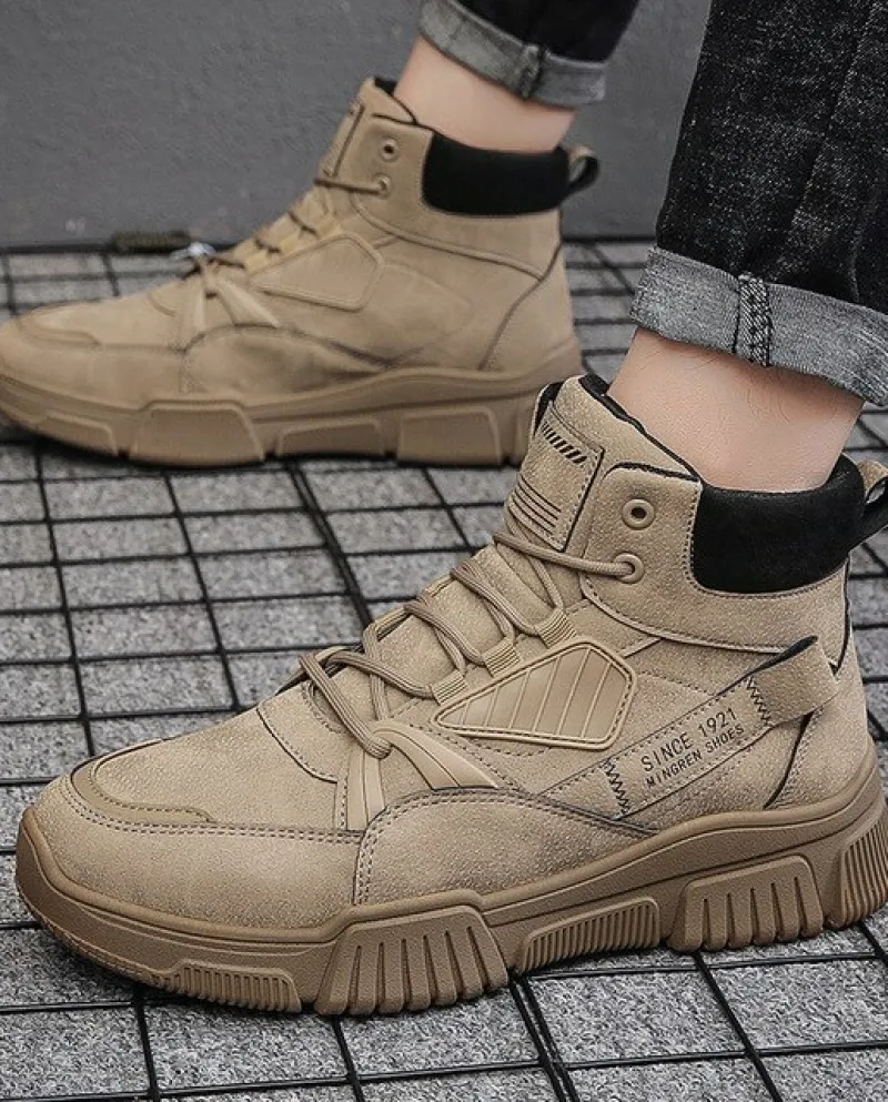 Stivali casual da uomo Piattaforma di moda Scarpe antiscivolo Comfort traspiranti Escursionismo nel deserto Scarpe da lavoro res