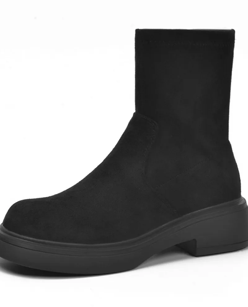 Stivali Martin corti Donna Autunno e inverno Nuovo stivale sottile elastico a testa tonda con fondo spesso