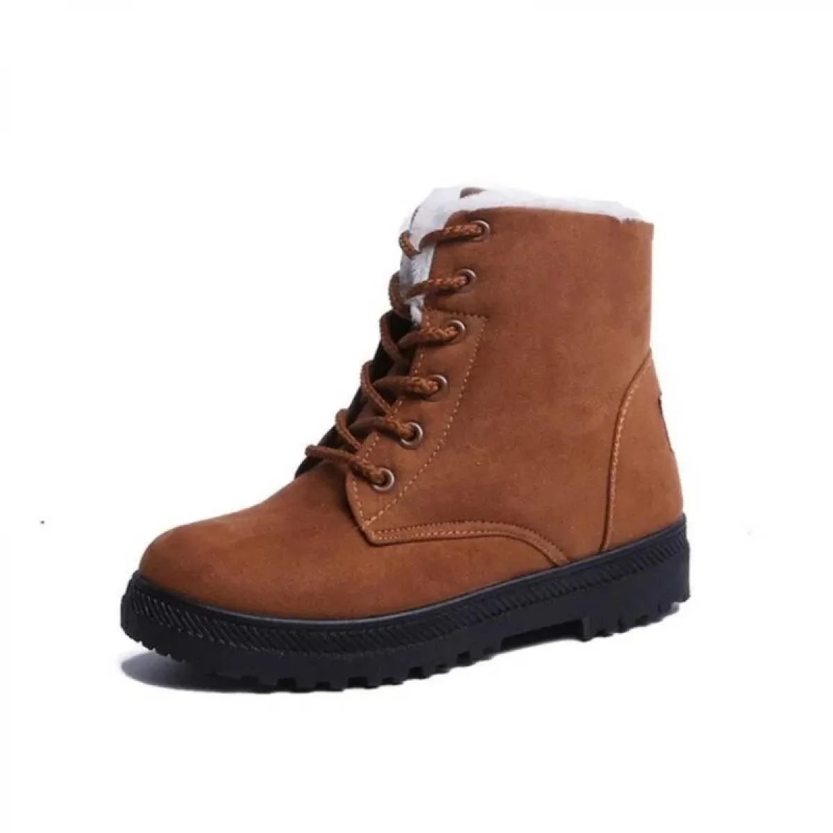 Stivali moderni alla caviglia in pelle scamosciata di mucca 2023 Vendita calda piatta con scarpe da donna Stringate Punta tonda