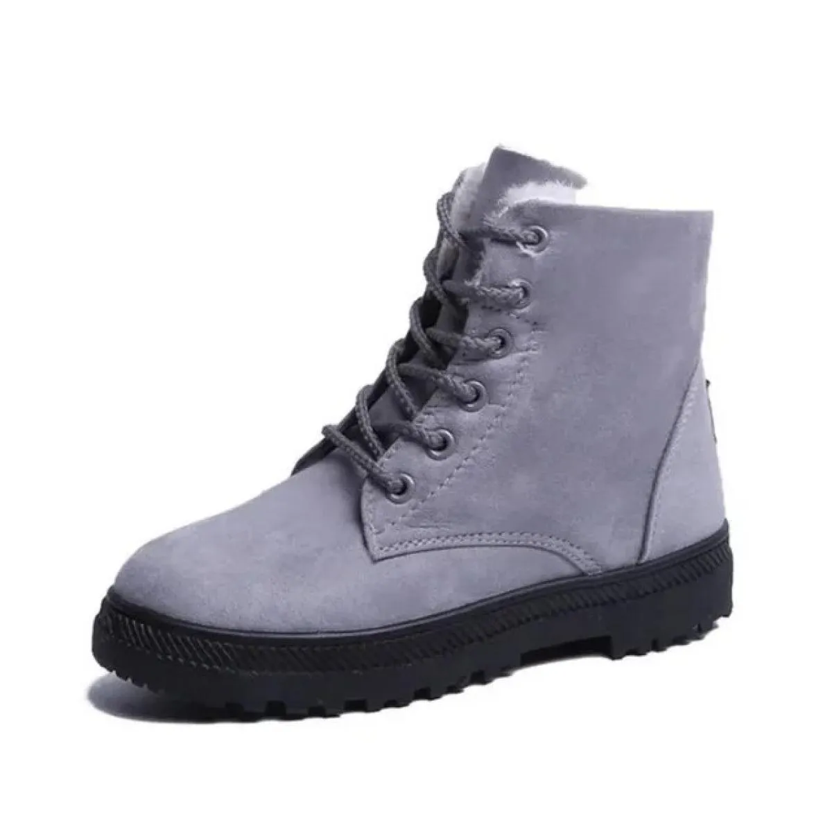 Stivali moderni alla caviglia in pelle scamosciata di mucca 2023 Vendita calda piatta con scarpe da donna Stringate Punta tonda